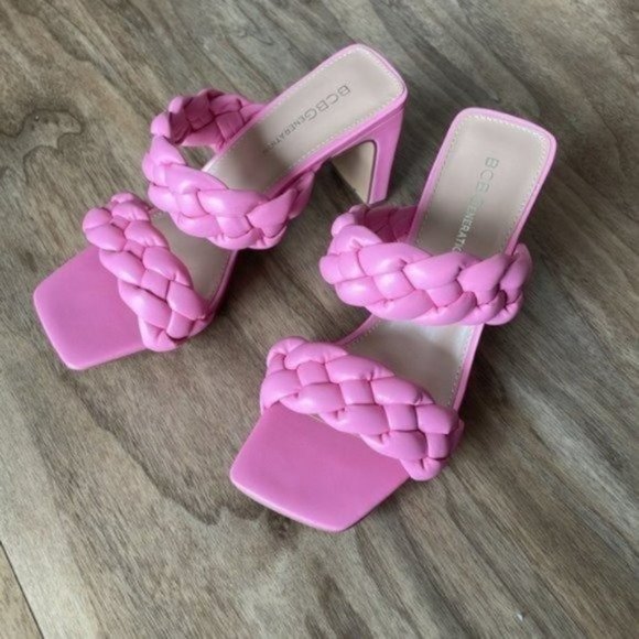 BCBGeneration Finaa Slide Pink Braided Heel Sandal 6.5 - Picture 2 of 7